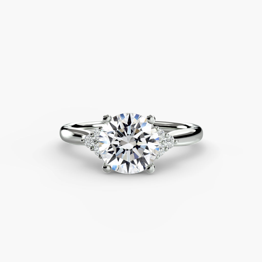 Cluster Side Stone Round Diamond Ring