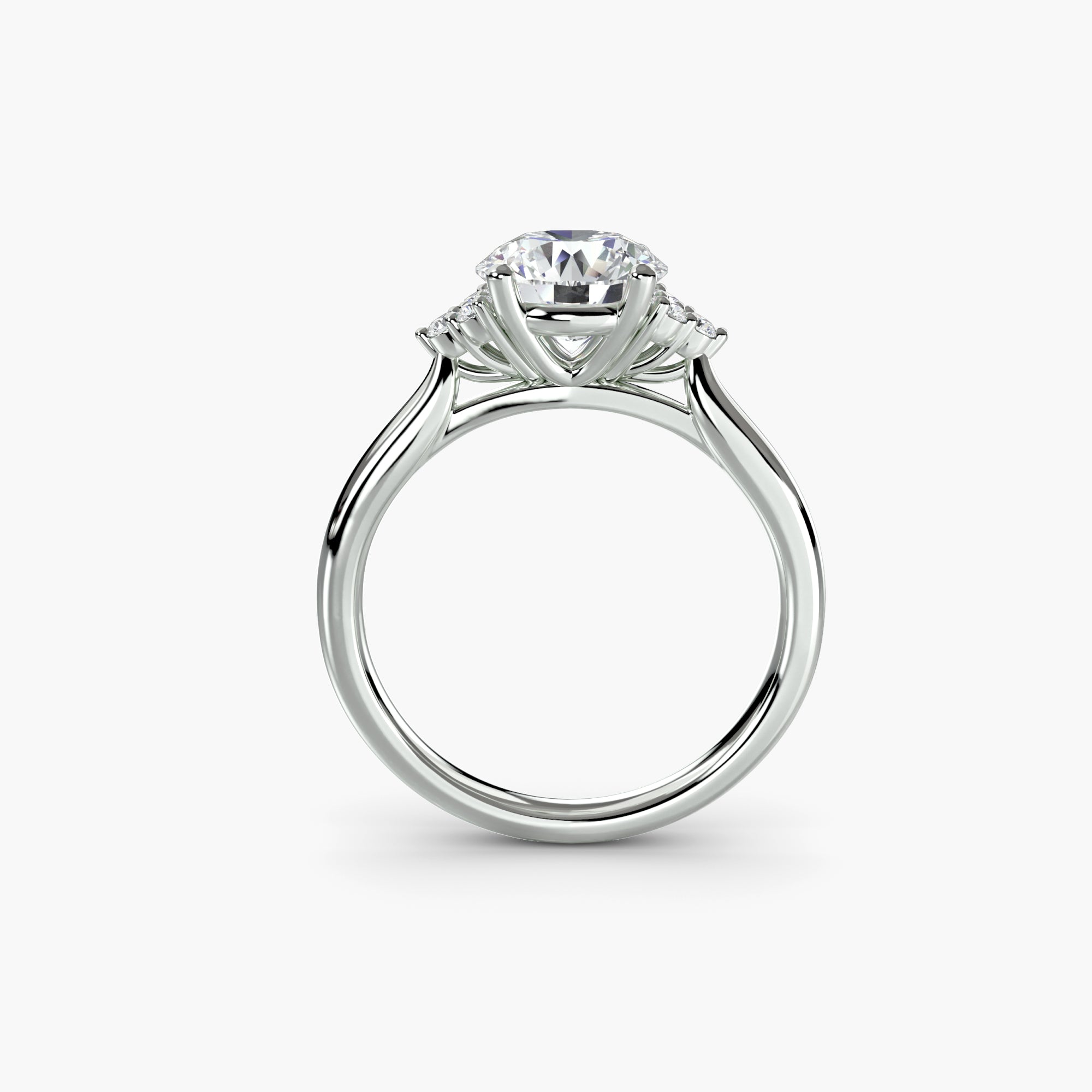 Cluster Side Stone Round Diamond Ring