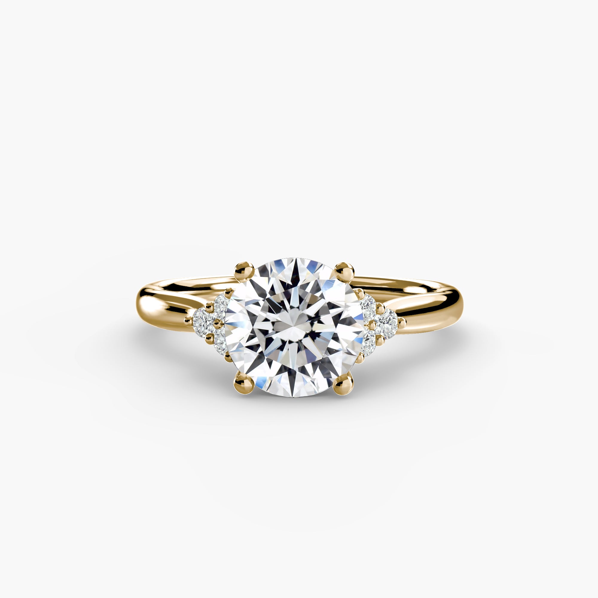 Cluster Side Stone Round Diamond Ring