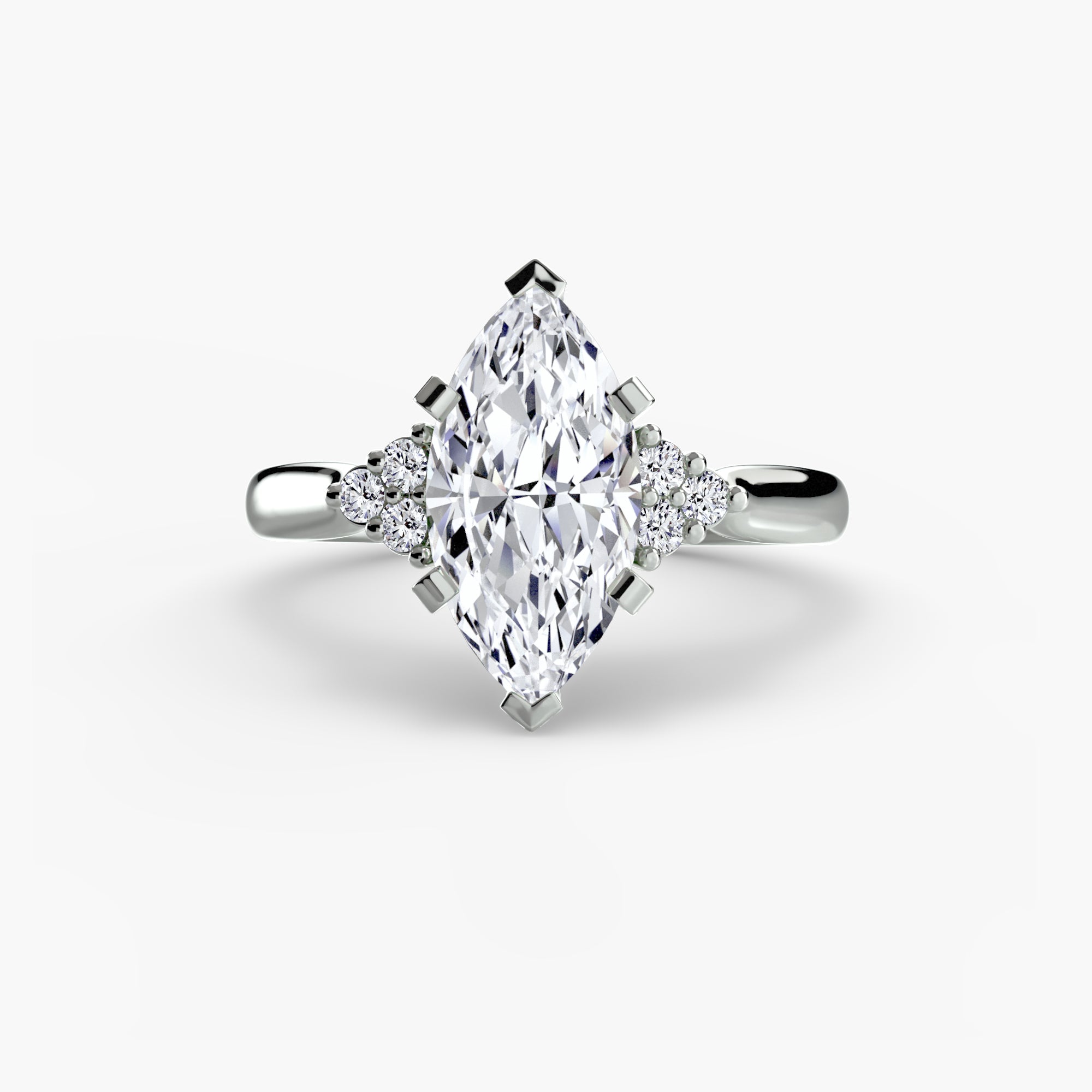 Cluster Side Stone Diamond Ring